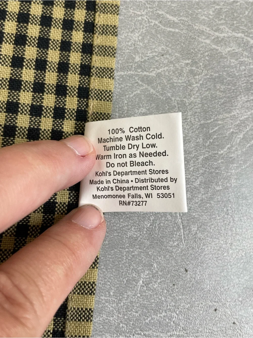 Sonoma 100% Cotton Black & Cream Gingham Kitchen Towel Halloween Theme